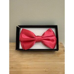 Adjustable Satin Red Bow Tie For Men Or Boys - Pre-Tied With Secure Hook Closure